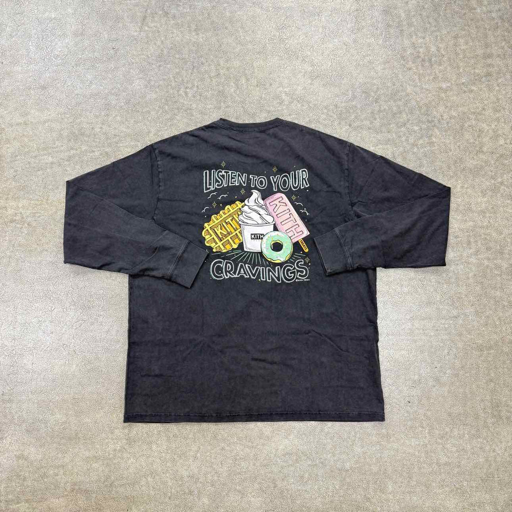 Kith Long Sleeve "TREATS CRAVING VINTAGE" Black New Size XL