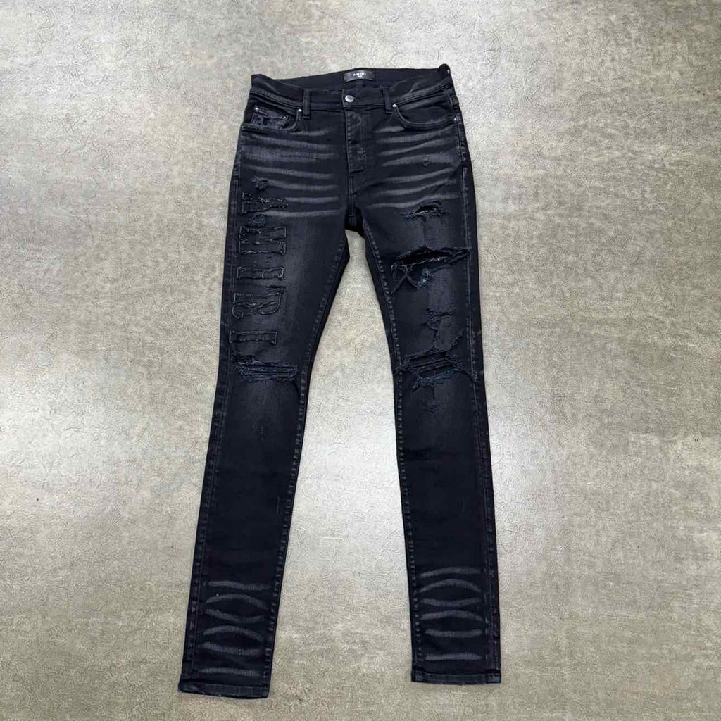 Amiri Jeans "DISTRESSED LOGO" Black Used Size 32