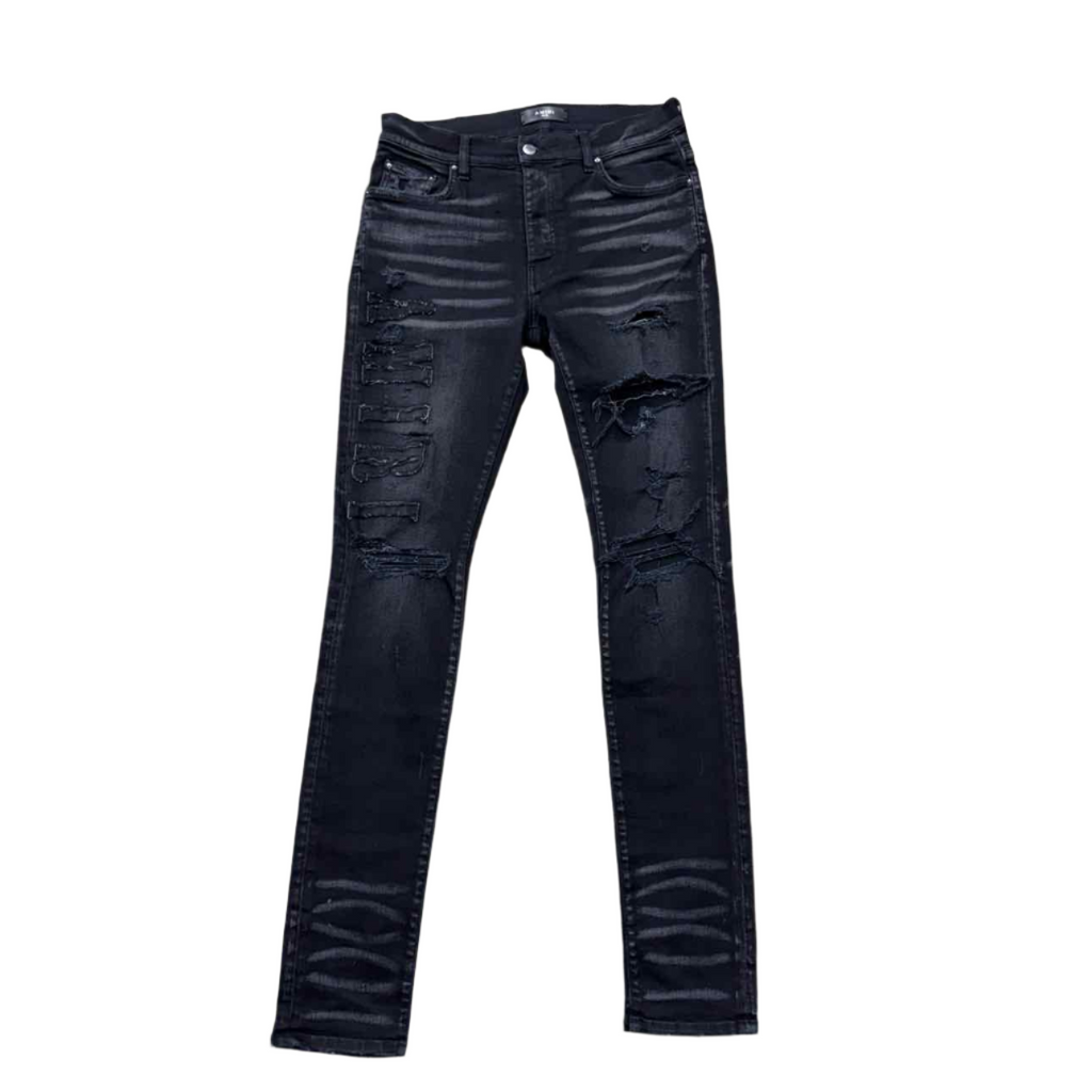 Amiri Jeans "DISTRESSED LOGO" Black Used Size 32