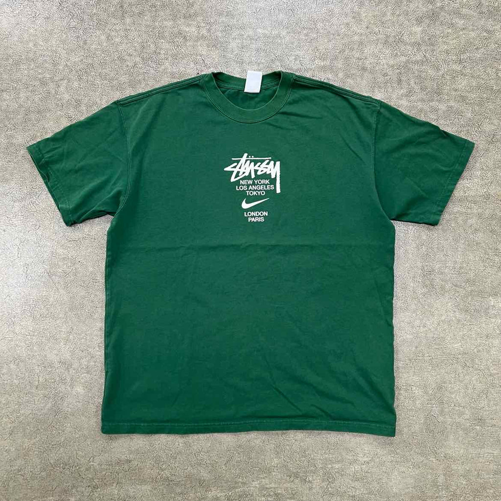 Nike T-Shirt "STUSSY" Green Used Size L