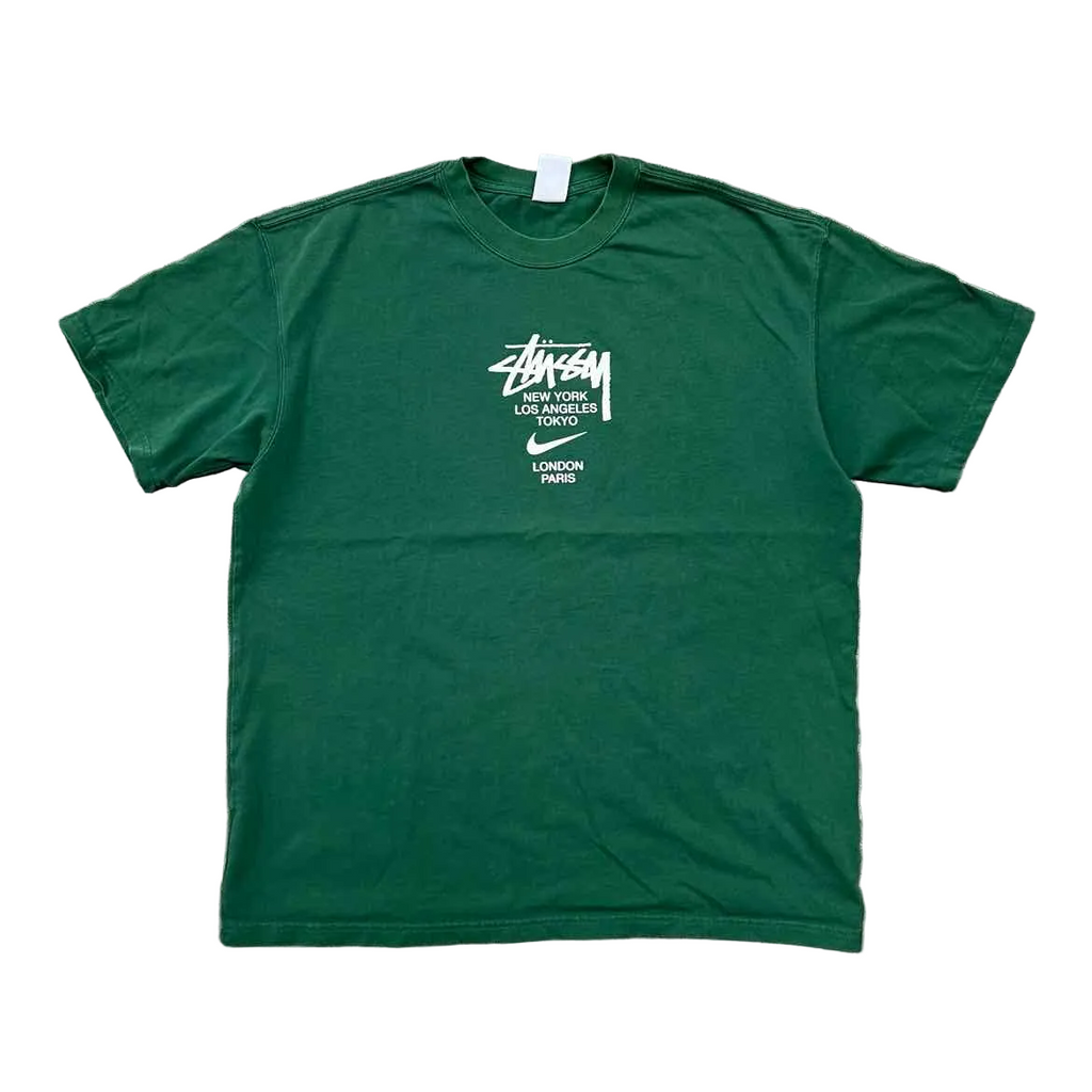 Nike T-Shirt "STUSSY" Green Used Size L