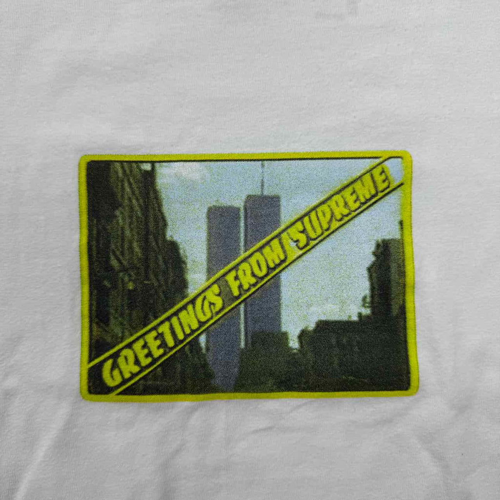 Supreme T-Shirt "GREETINGS FROM SUPREME" White Used Size L