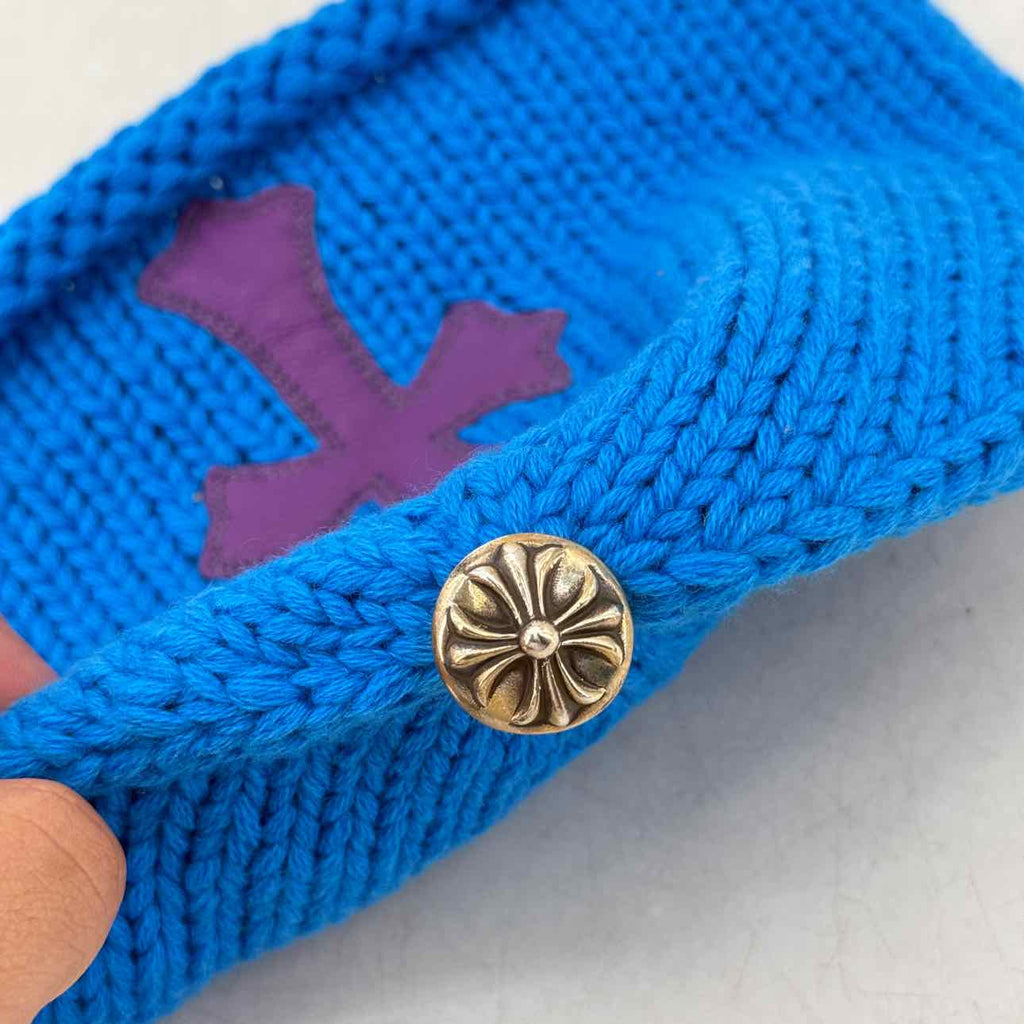 Chrome Hearts Beanie "CASHMERE CROSS" New Blue Size OS