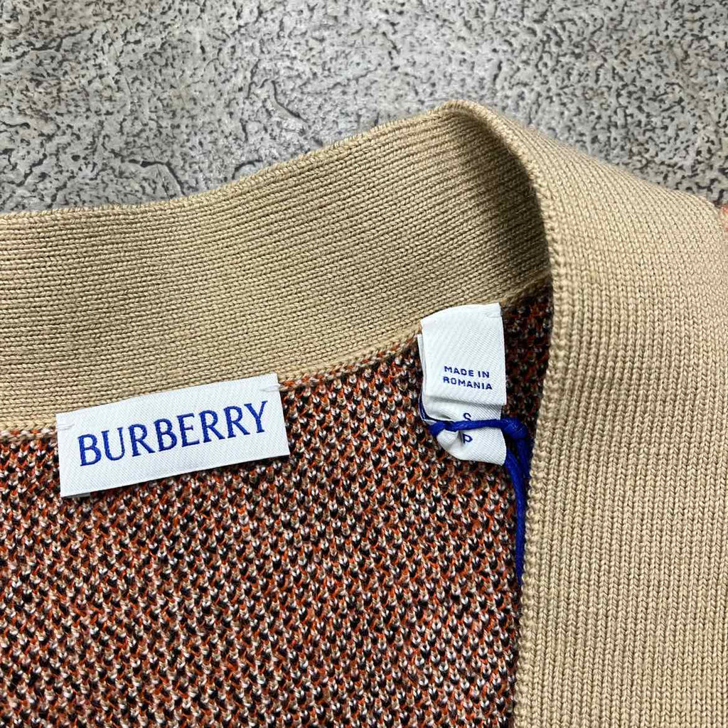 Burberry Cardigan "WOOL MOHAIR BLEND" Sand New Size S