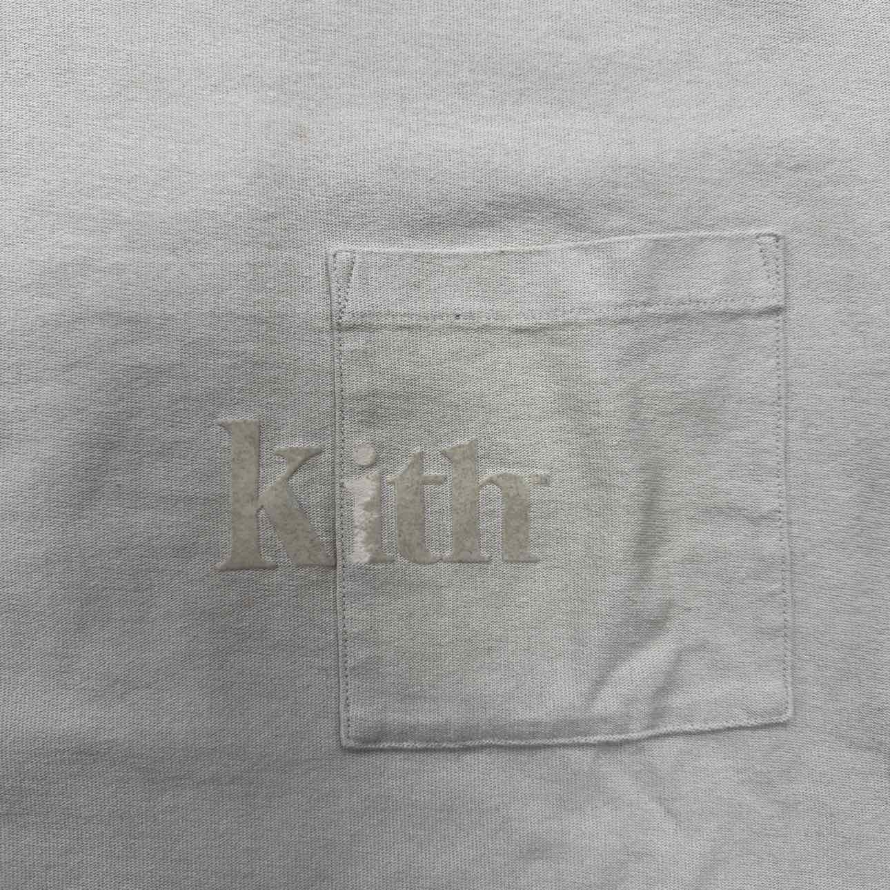 Kith Long Sleeve &quot;POCKET LOGO&quot; Cream Used Size XL