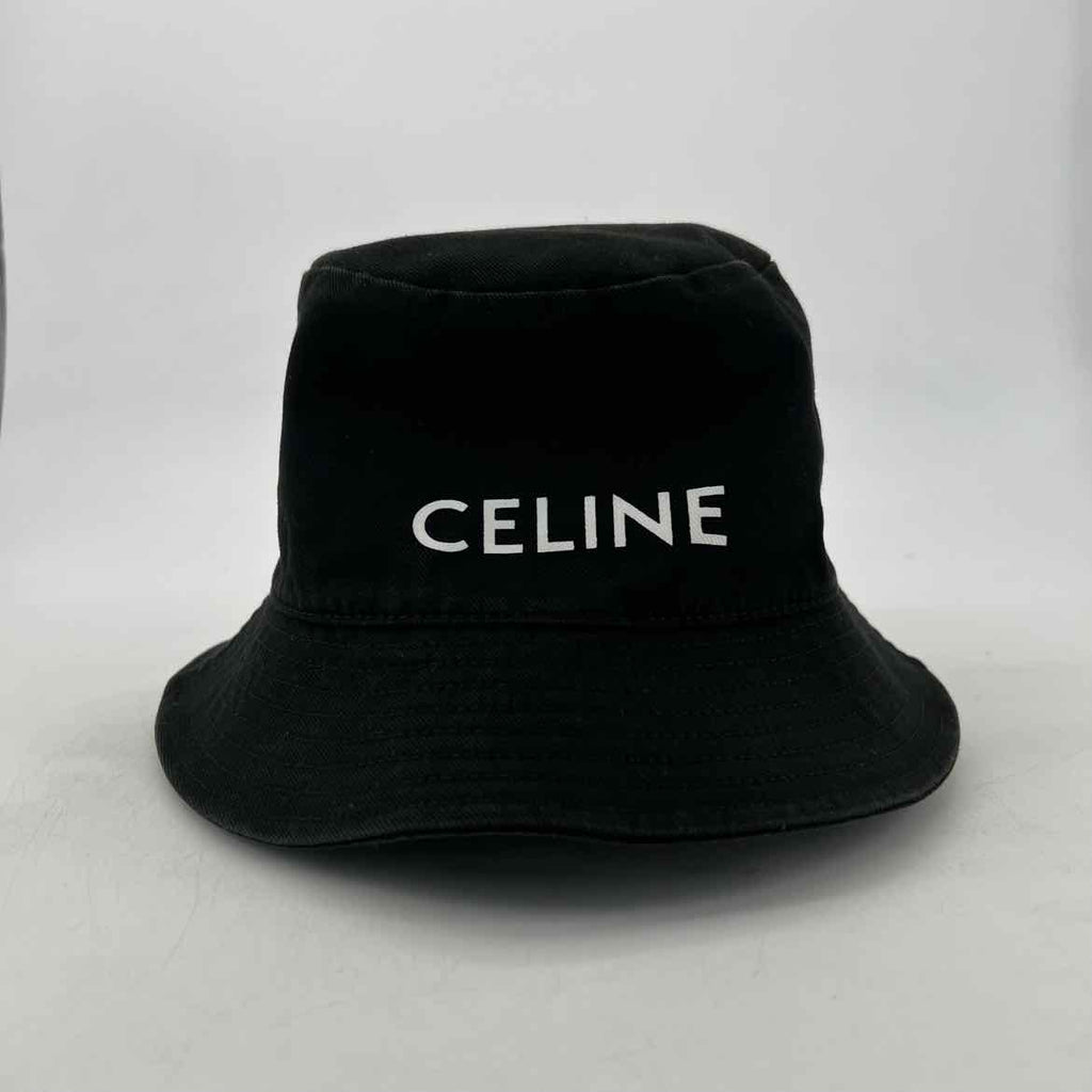 Celine Bucket Hat "LOGO" Used Black