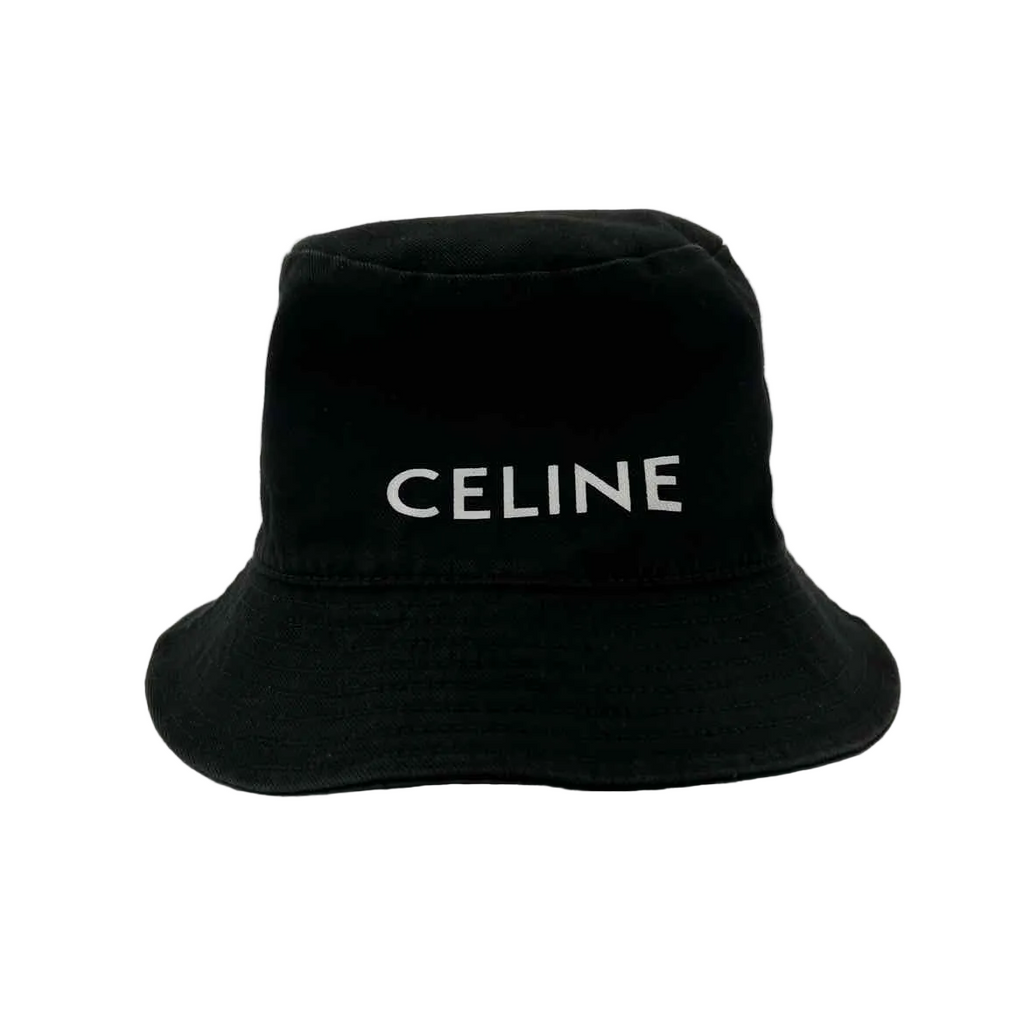 Celine Bucket Hat "LOGO" Used Black