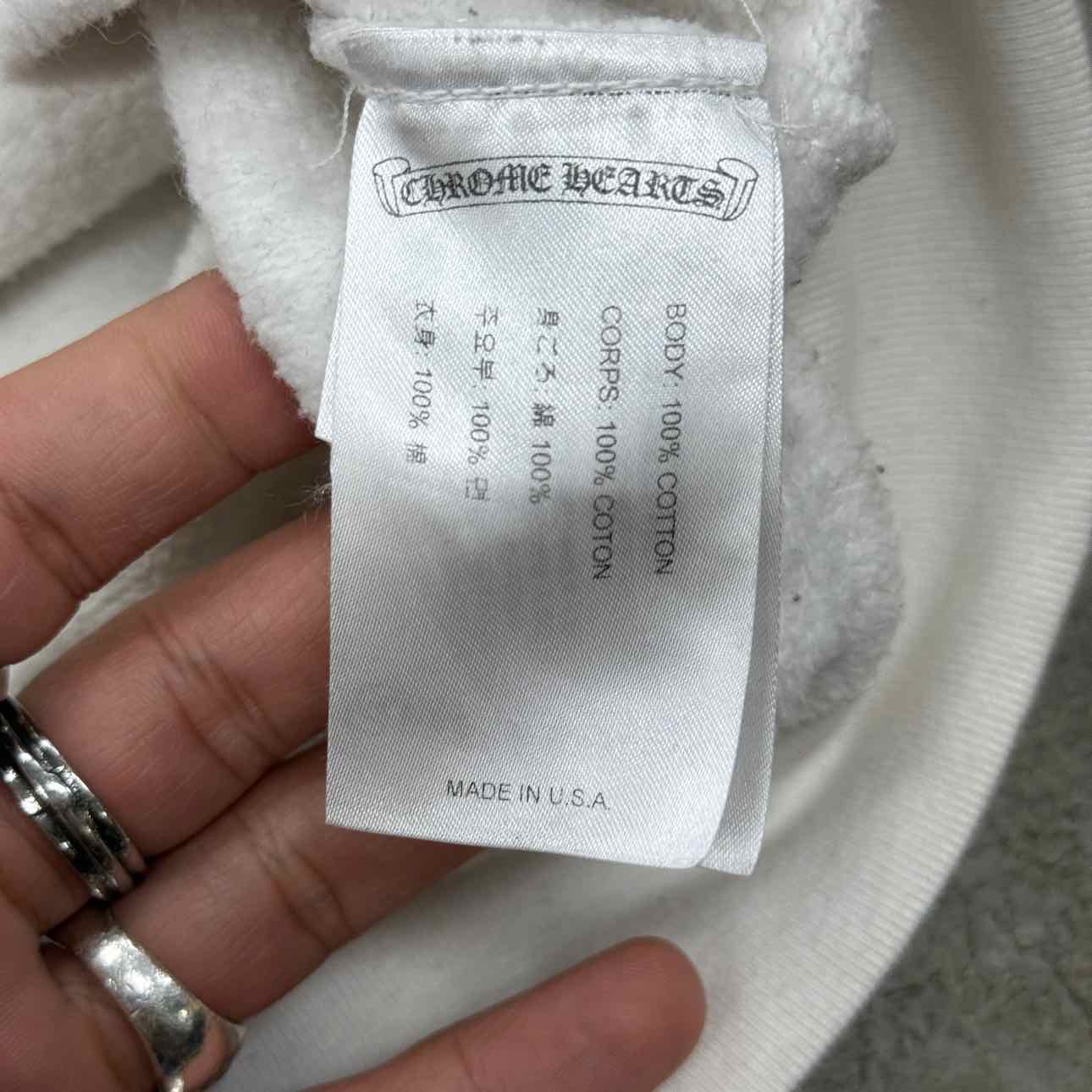 Chrome Hearts Zip Up &quot;SCROLL LOGO&quot; White Used Size XL