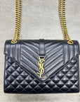 YSL Handbag "CASSANDRA ENVELOPE" New Black Size M