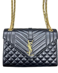 YSL Handbag "CASSANDRA ENVELOPE" New Black Size M