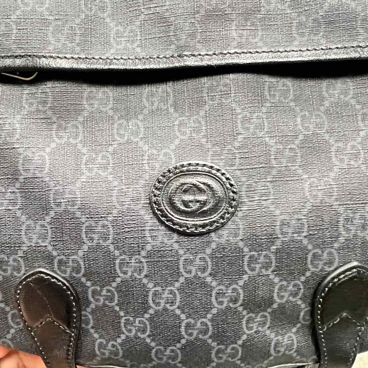 Gucci Backpack &quot;GG INTERLOCKING MONOGRAM&quot; Used Black Size OS