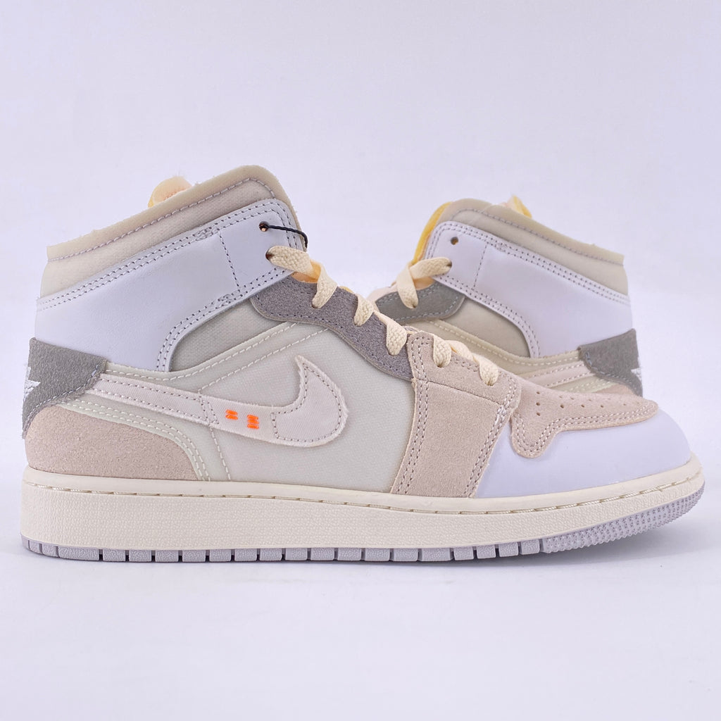 Air Jordan (GS) 1 Mid SE "Craft Inside Out White Grey" 2022 New Size 6Y