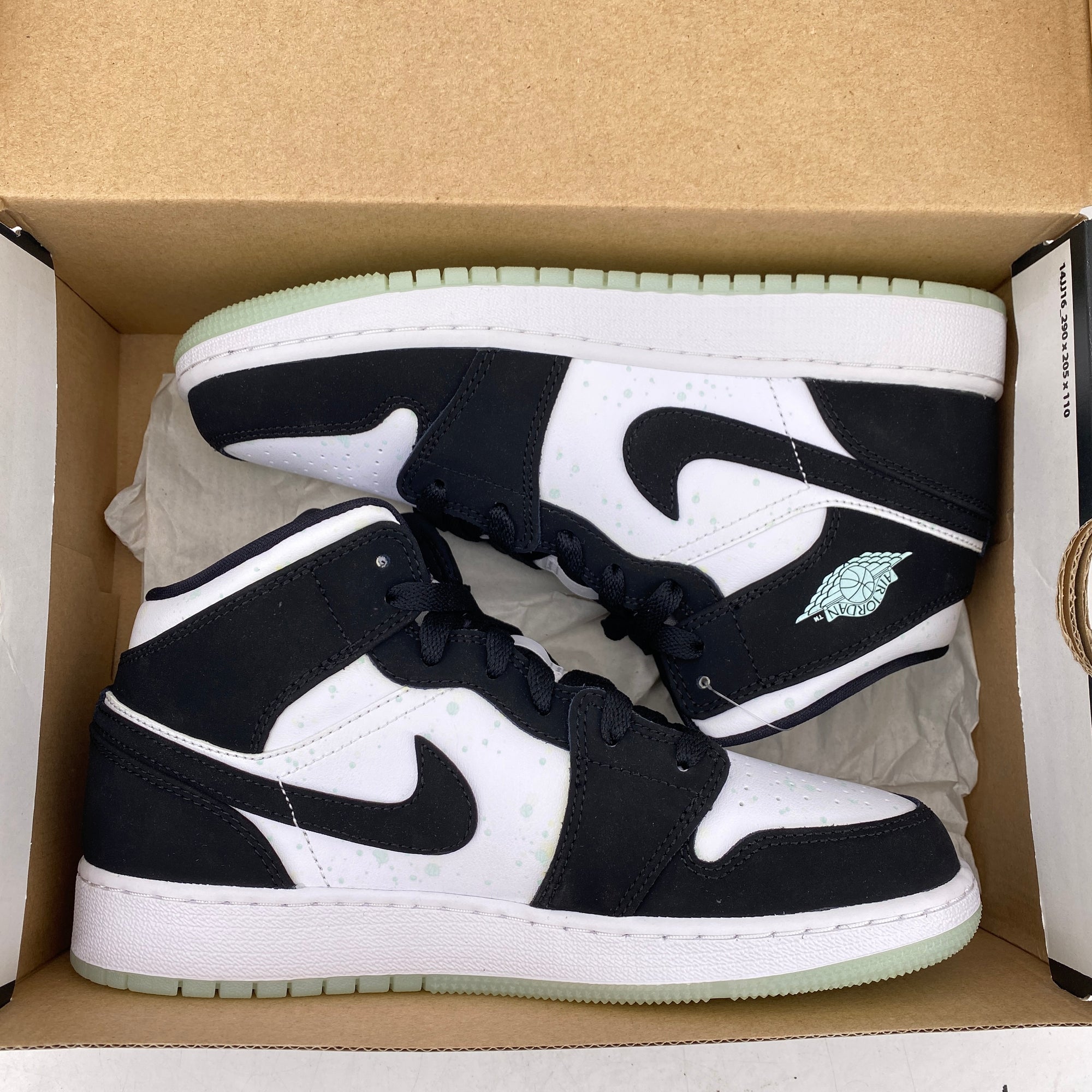 Air Jordan (GS) 1 Mid &quot;White Black Teal&quot; 2019 New Size 5.5Y