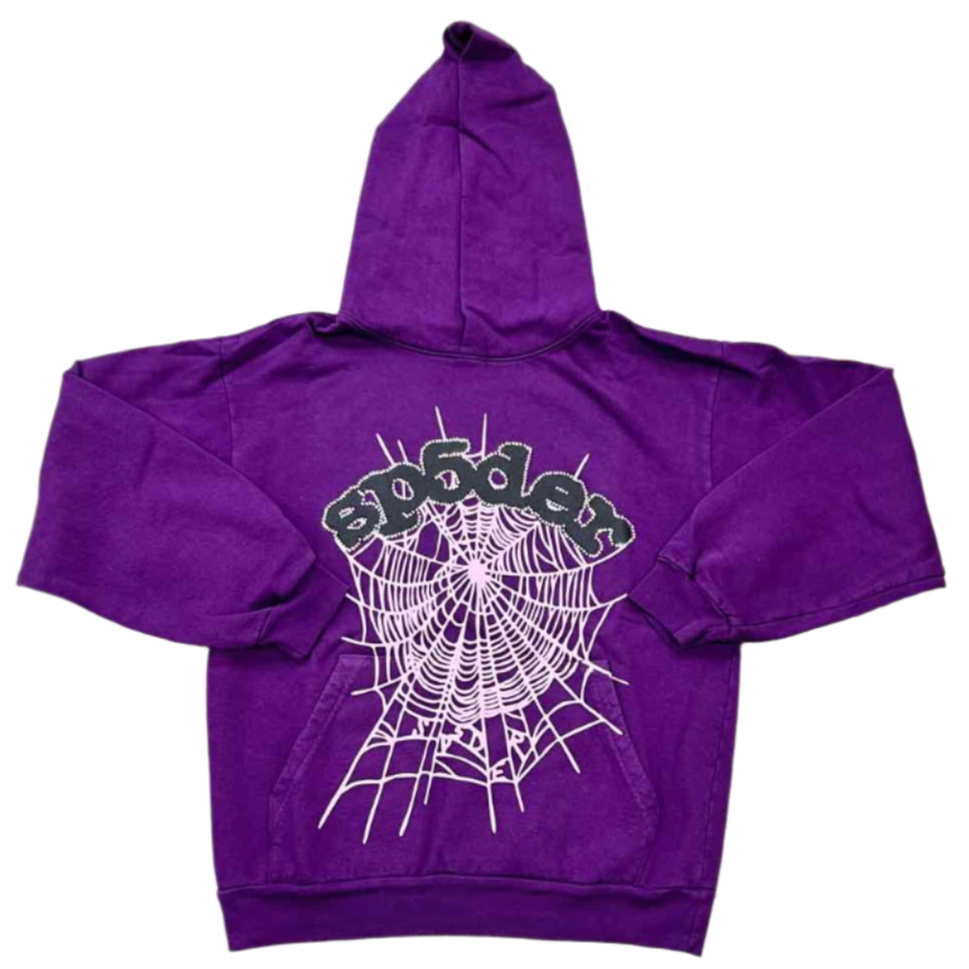 Sp5der Hoodie "RHINESTONE" Purple New Size XL