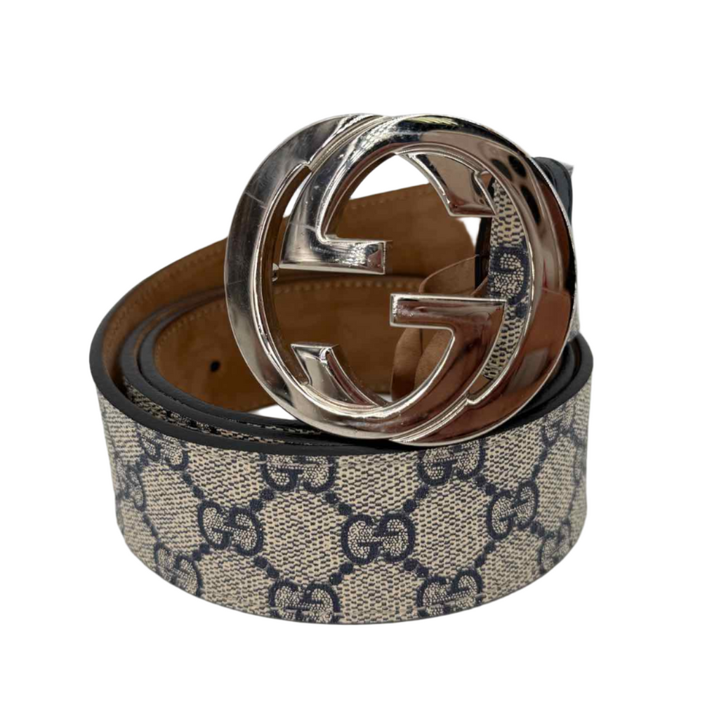 Gucci Belt "CANVAS MONOGRAM" Used Beige Size 40