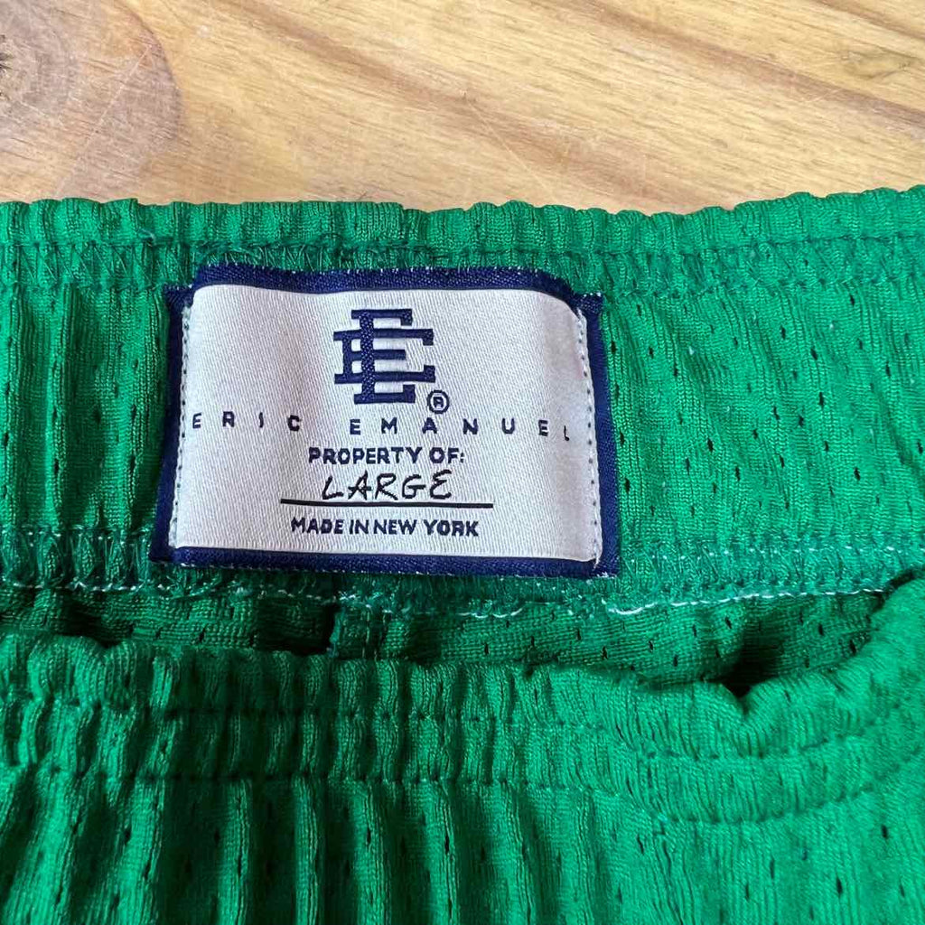Eric Emanuel Mesh Shorts "BASIC LOGO" Green Used Size L