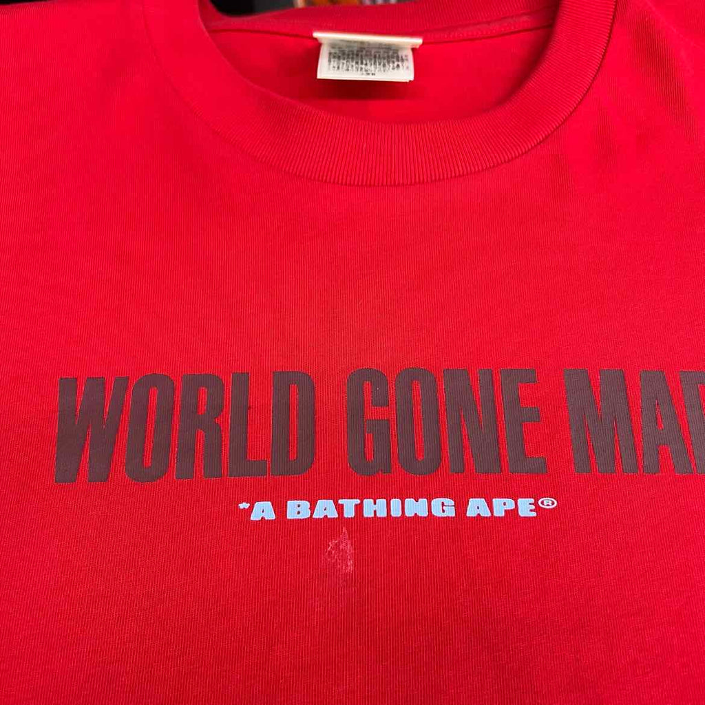 Bape T-Shirt "SLOGAN" Red Used Size L