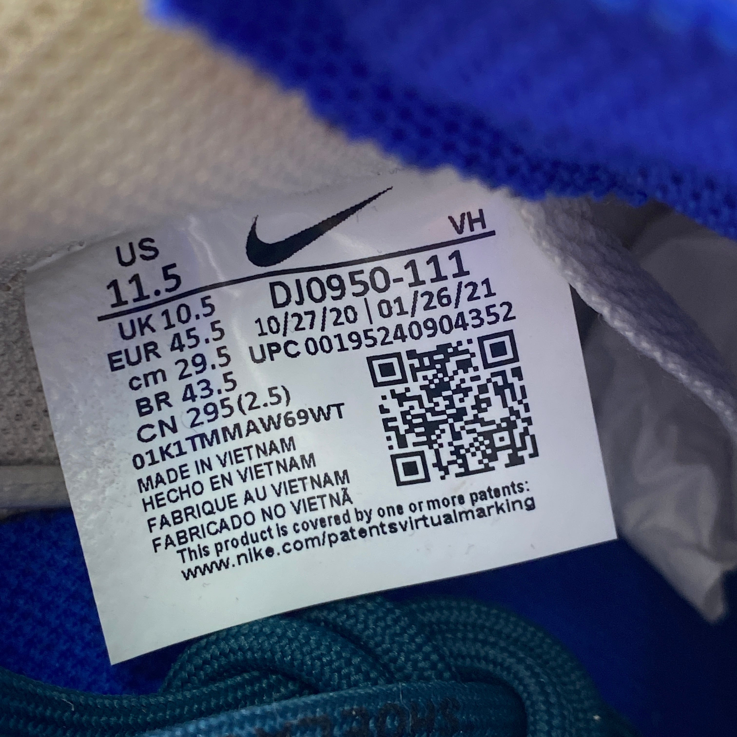 Nike Dunk Low "LOT 16" 2021 Used Original Box Size 11.5