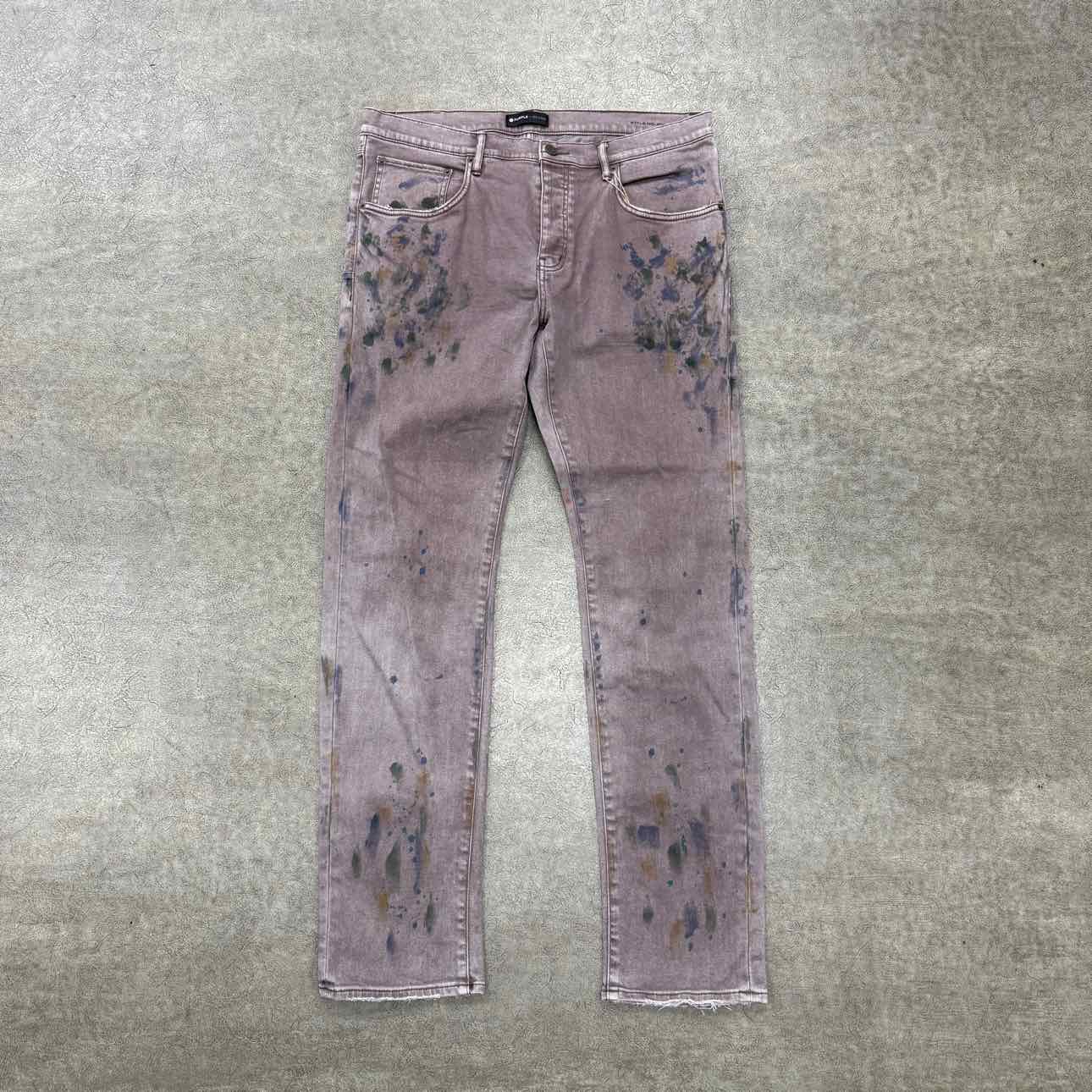 Purple Jeans &quot;PAINT SPLATTER&quot; Grey Used Size 38