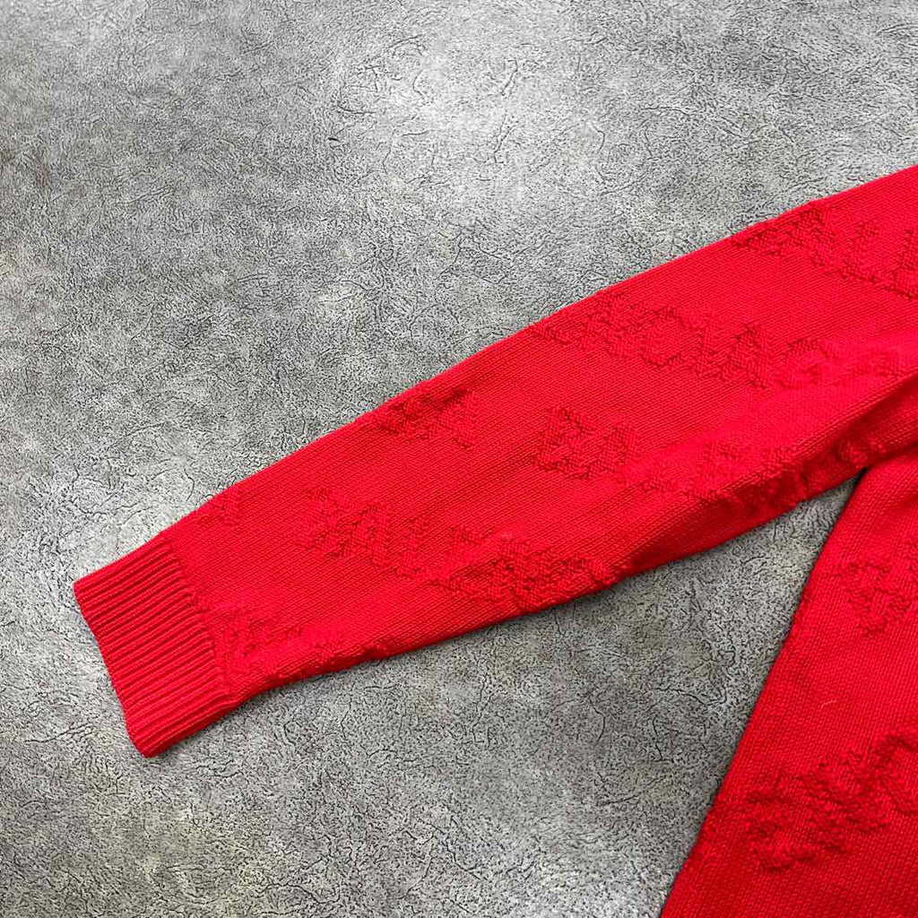 Balenciaga Knit Crewneck "ALL OVER LOGO" Red Used Size M