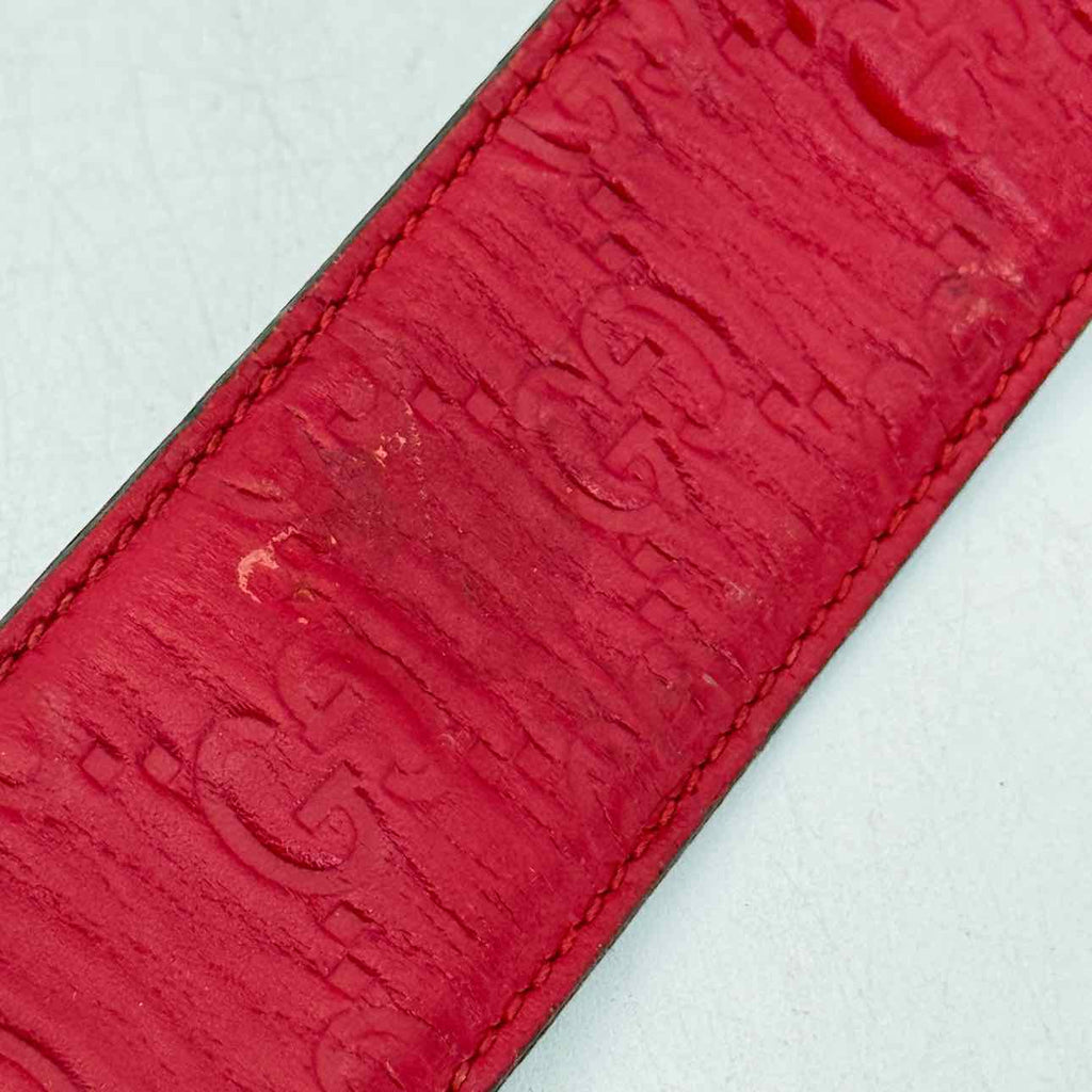 Gucci Belt "EMBOSSED MONOGRAM" Used Red Size 90CM
