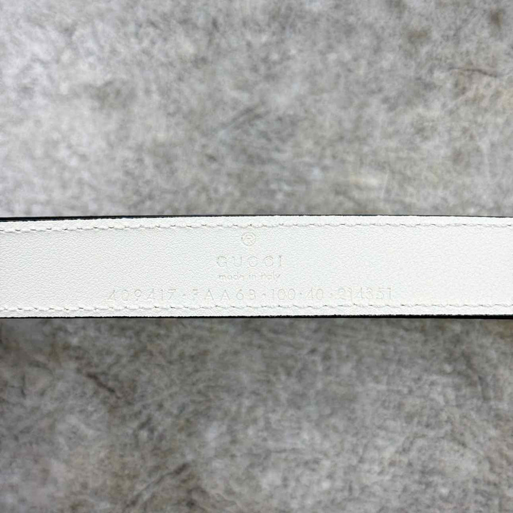 Gucci (W) Belt "GG MINI WHITE BUCKLE" New White Size 40