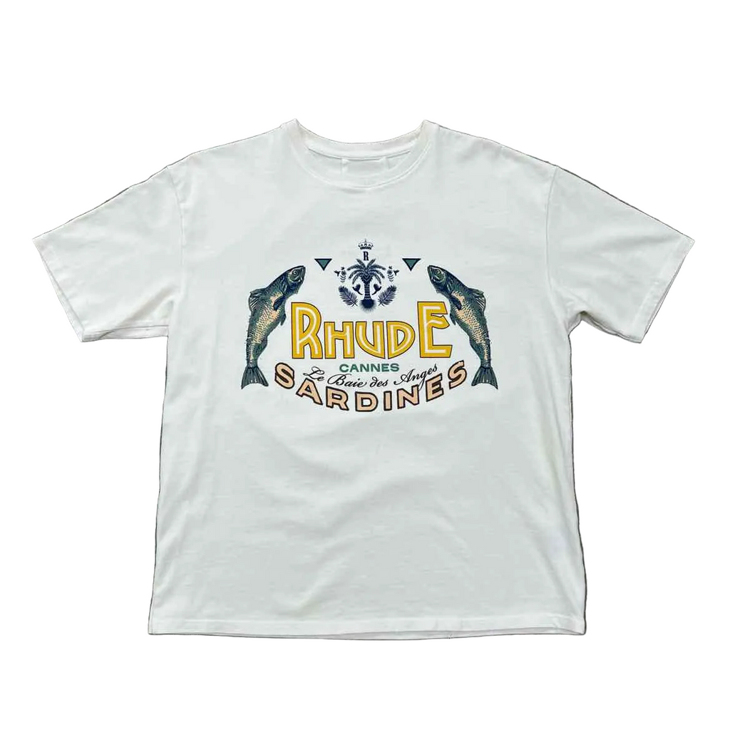 Rhude T-Shirt "SARDINES" Cream Used Size S
