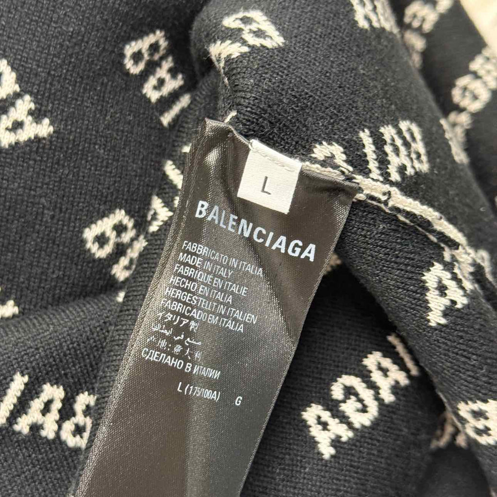 Balenciaga Knit Crewneck "MINI ALLOVER LOGO" Cream New Size L