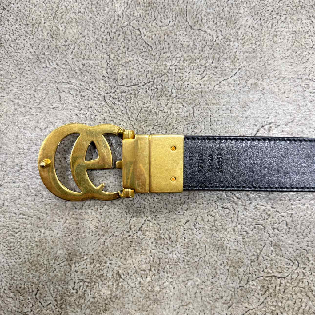 Gucci (W) Belt "REVERSIBLE GG GOLD BUCKLE" New Brown Size 26