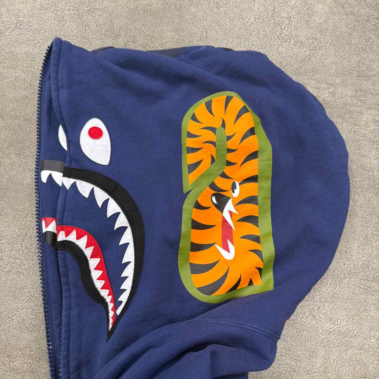 Bape Zip Up &quot;GIANT SHARK&quot; Blue Used Size XL