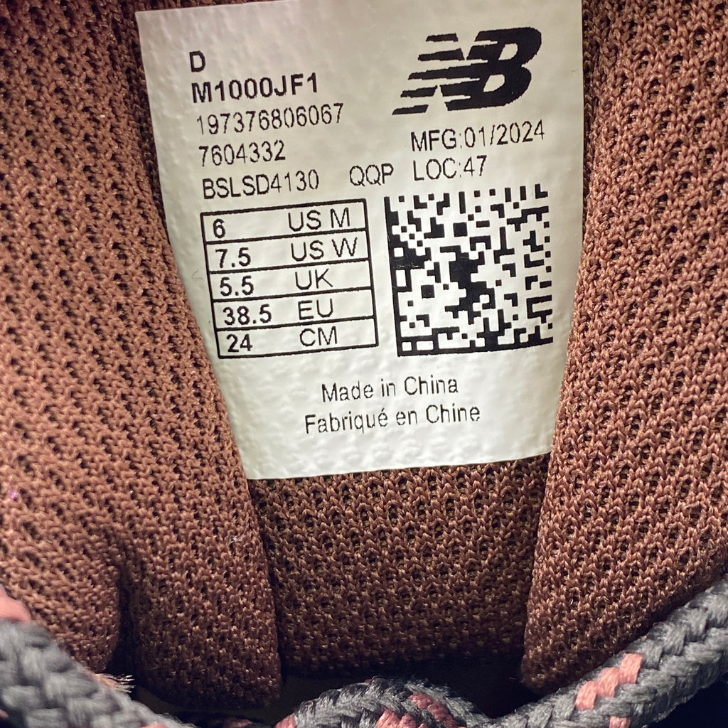 New Balance 1000 "Jfg When Things Were Pure Black" 2024 New Size 6