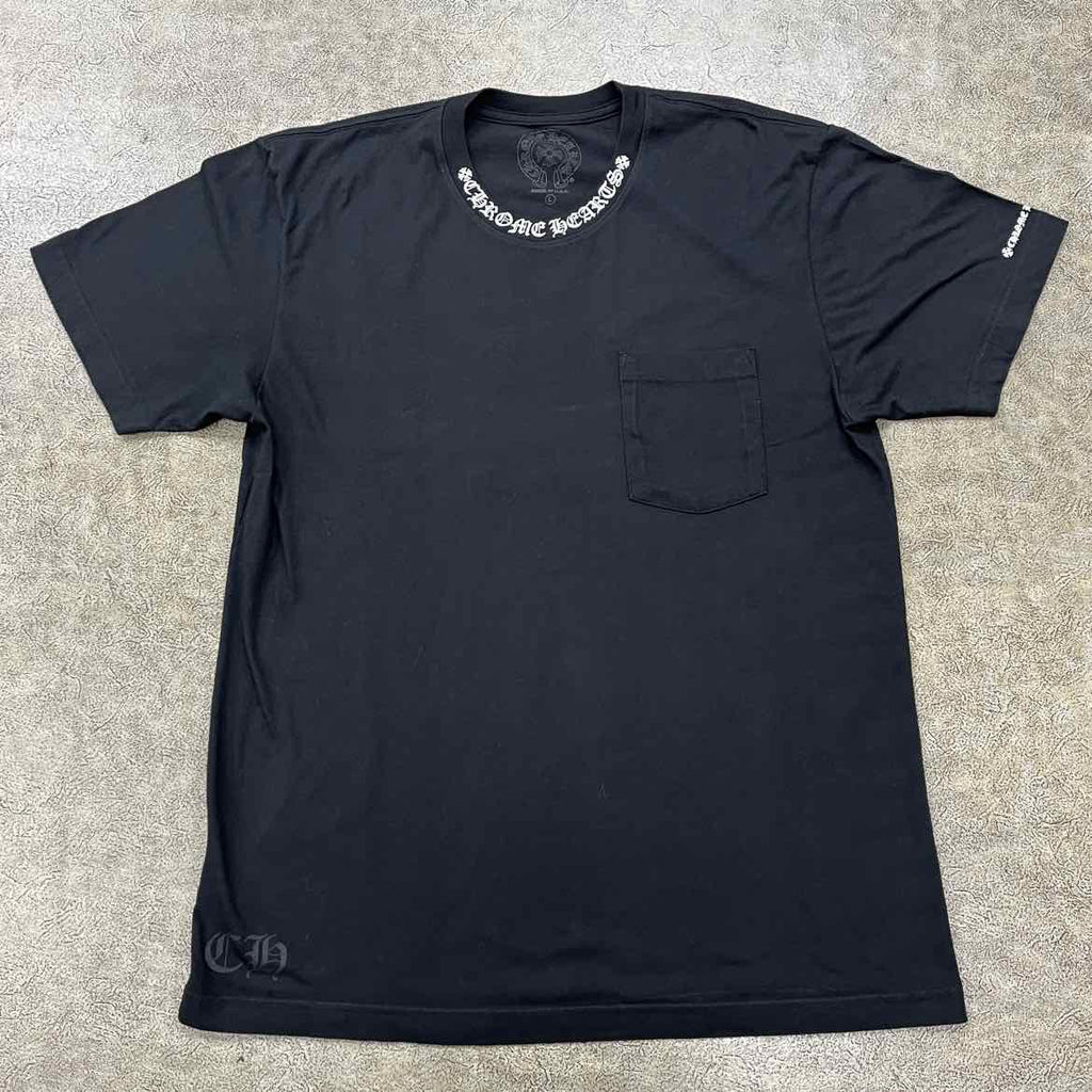 Chrome Hearts T-Shirt "NECK LOGO" Black Used Size L