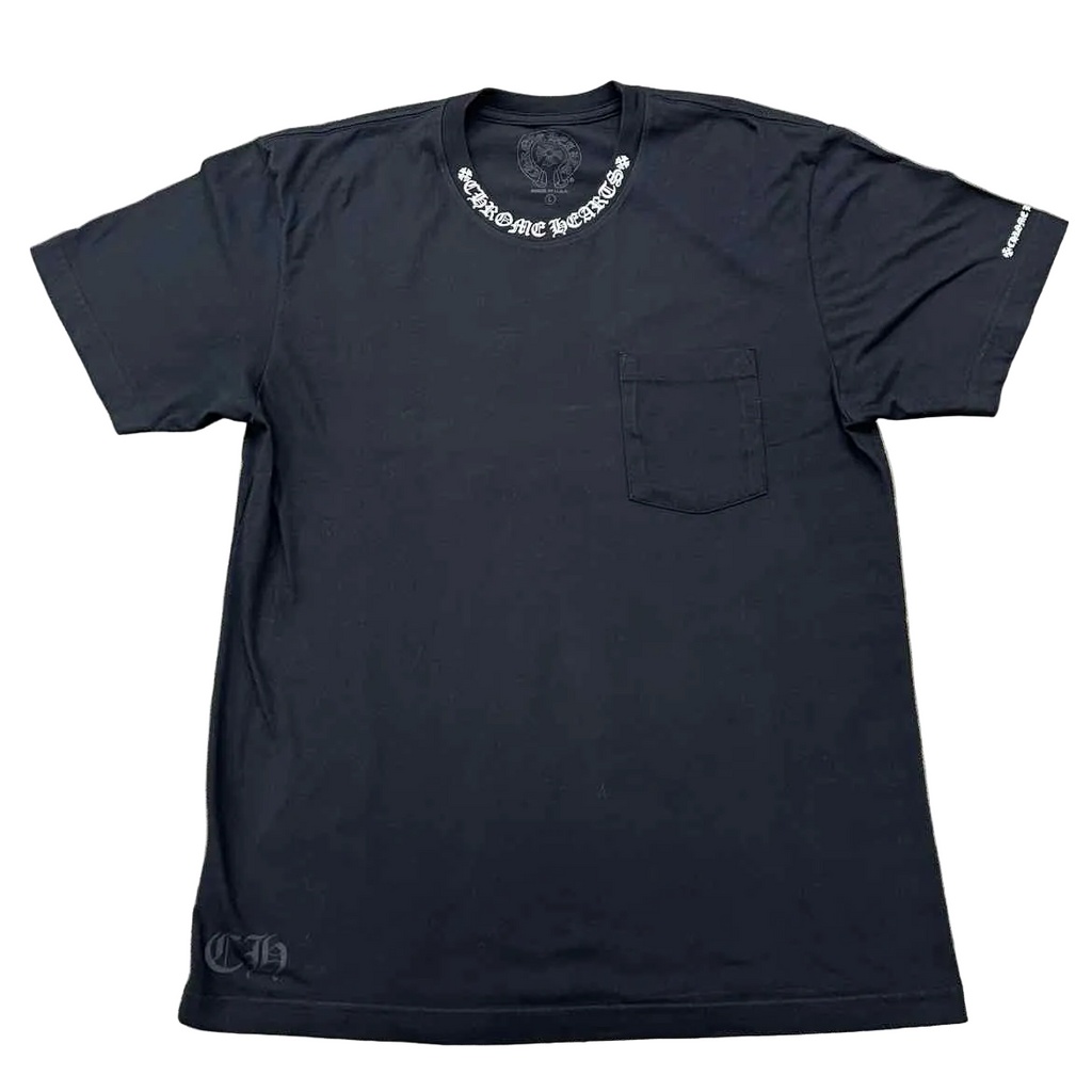 Chrome Hearts T-Shirt "NECK LOGO" Black Used Size L