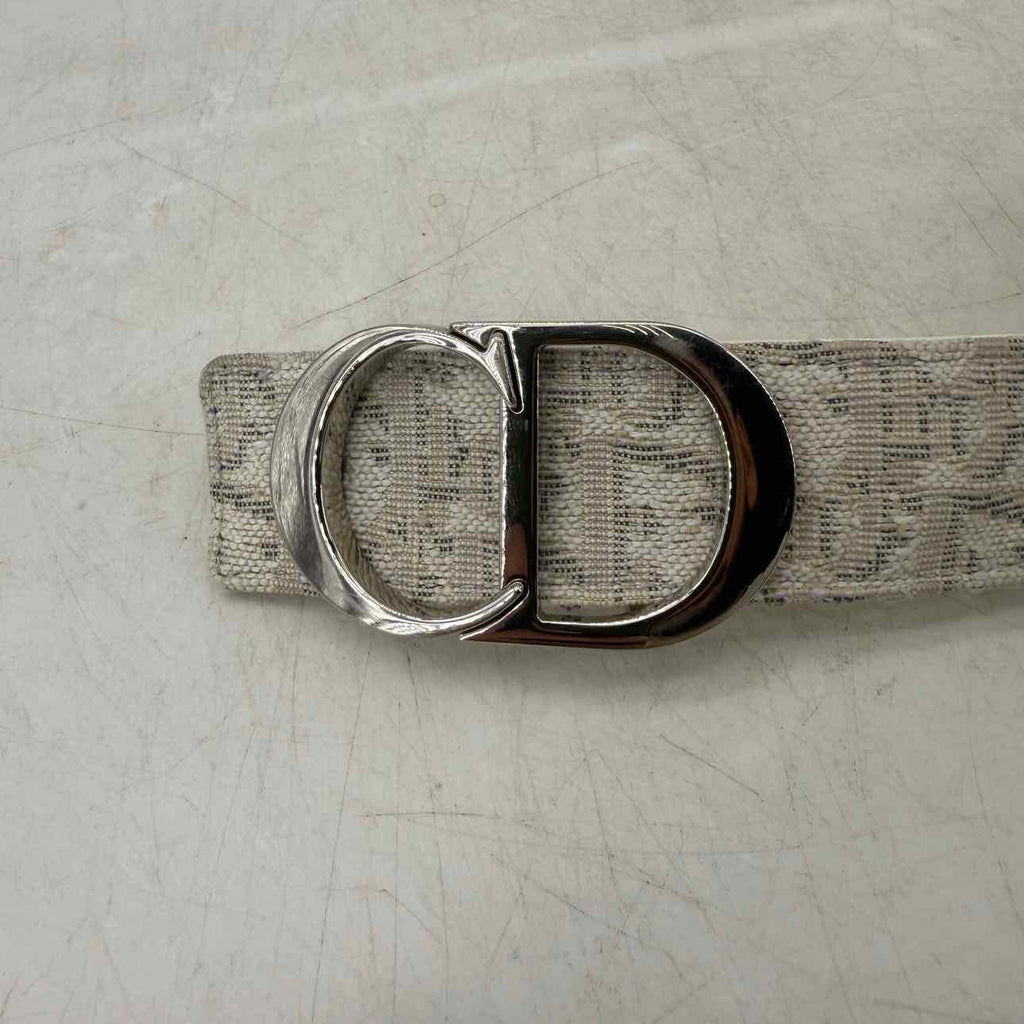 Dior Belt "OBLIQUE" Used White Size 32
