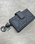 Dior Card Holder "LADY 5-GUSSET" Used Black