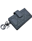 Dior Card Holder "LADY 5-GUSSET" Used Black