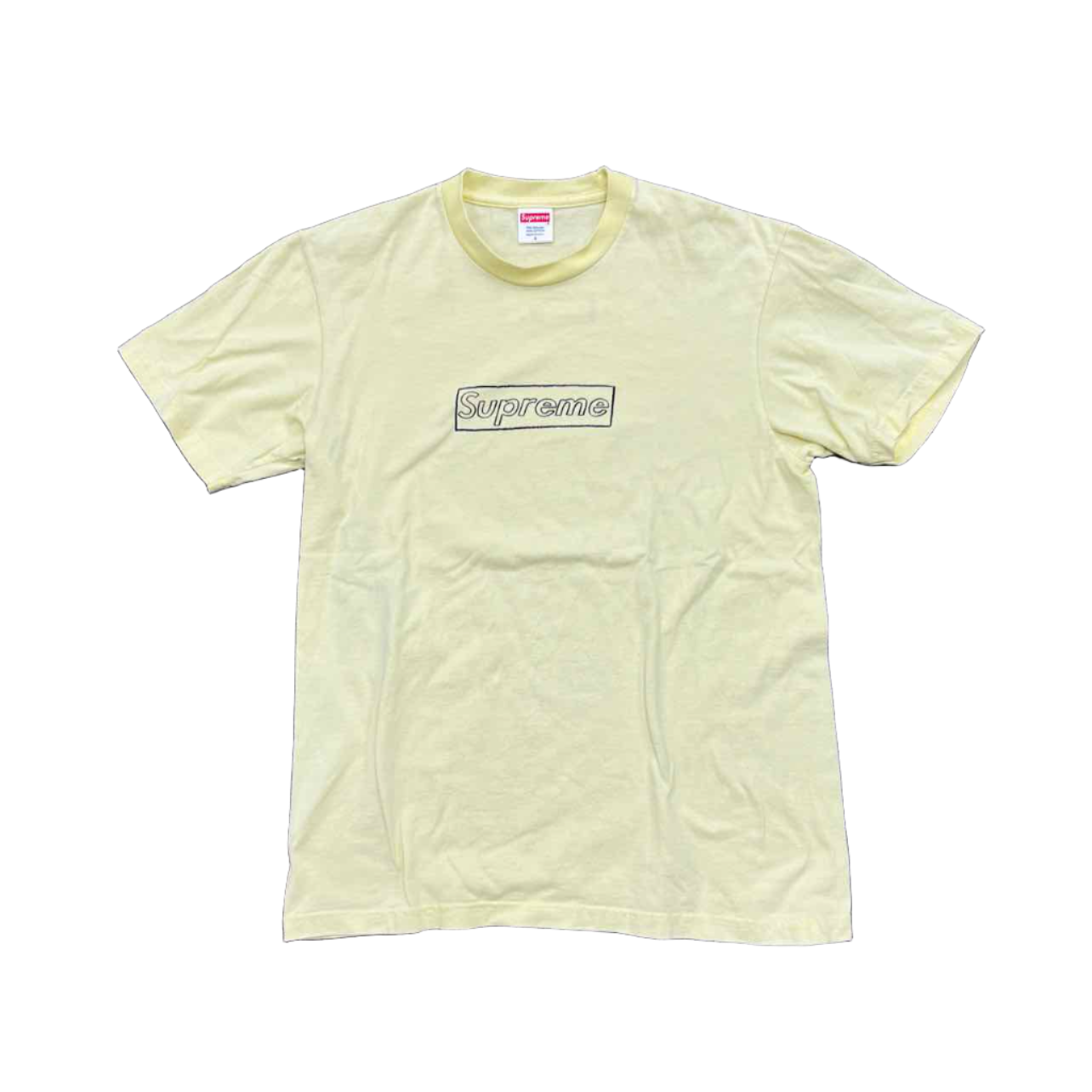 Supreme T-Shirt &quot;BOX LOGO KAWS&quot; Pale Yellow Used Size S