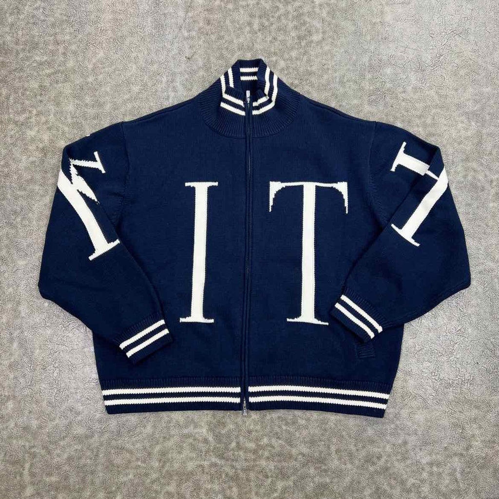 Kith Zip Up "BIG LETTER NY" Navy New Size 2XL