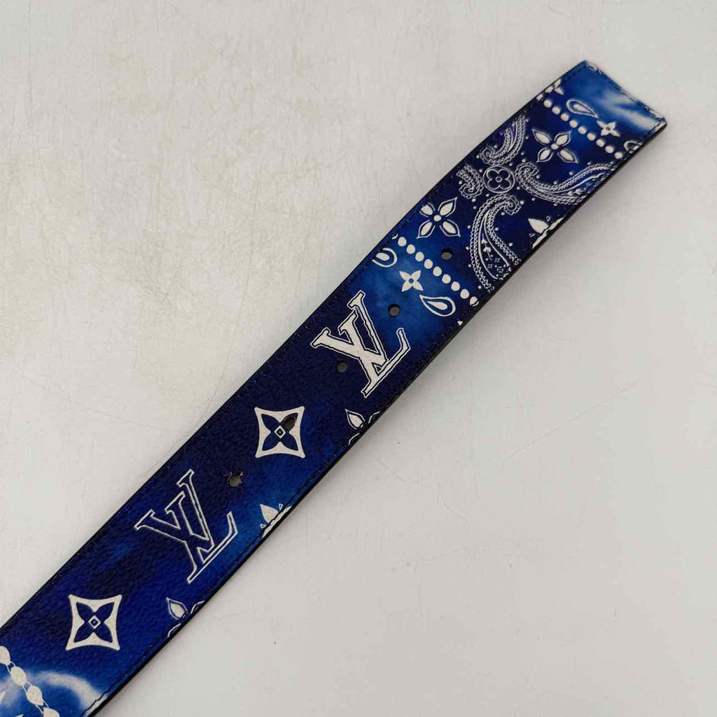 Louis Vuitton Belt "INITALS BANDANA" Used Blue Size 44