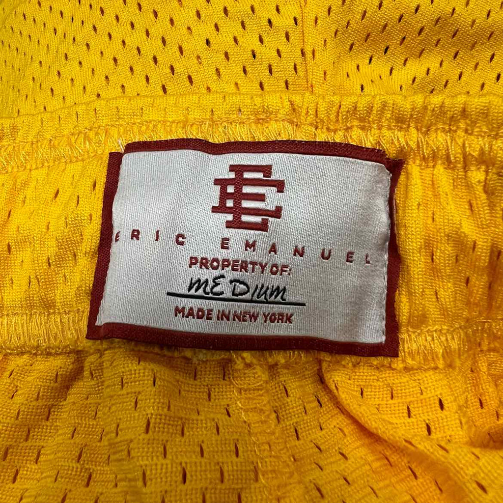 Eric Emanuel Mesh Shorts "BASIC LOGO" Yellow New Size M