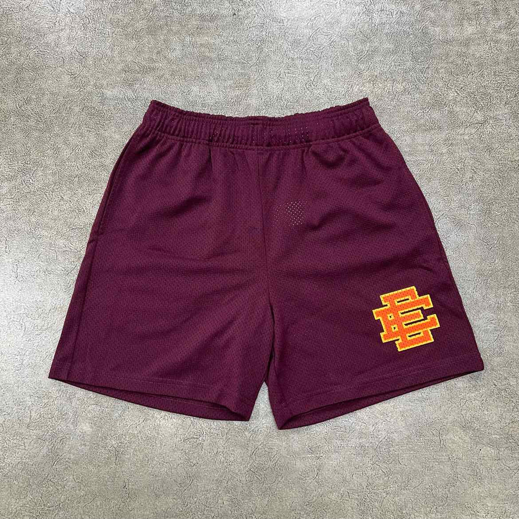 Eric Emanuel Mesh Shorts "BASIC LOGO" Maroon New Size M