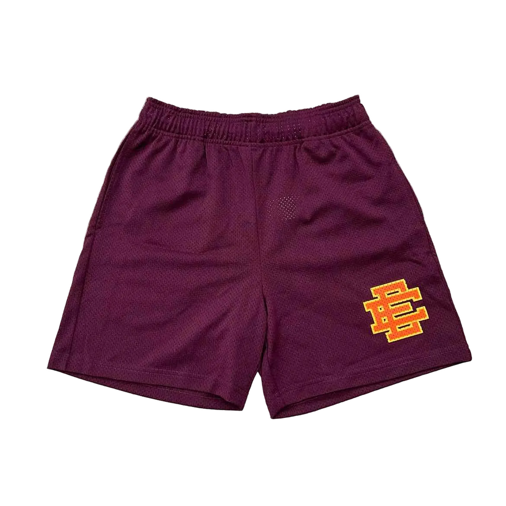 Eric Emanuel Mesh Shorts "BASIC LOGO" Maroon New Size M