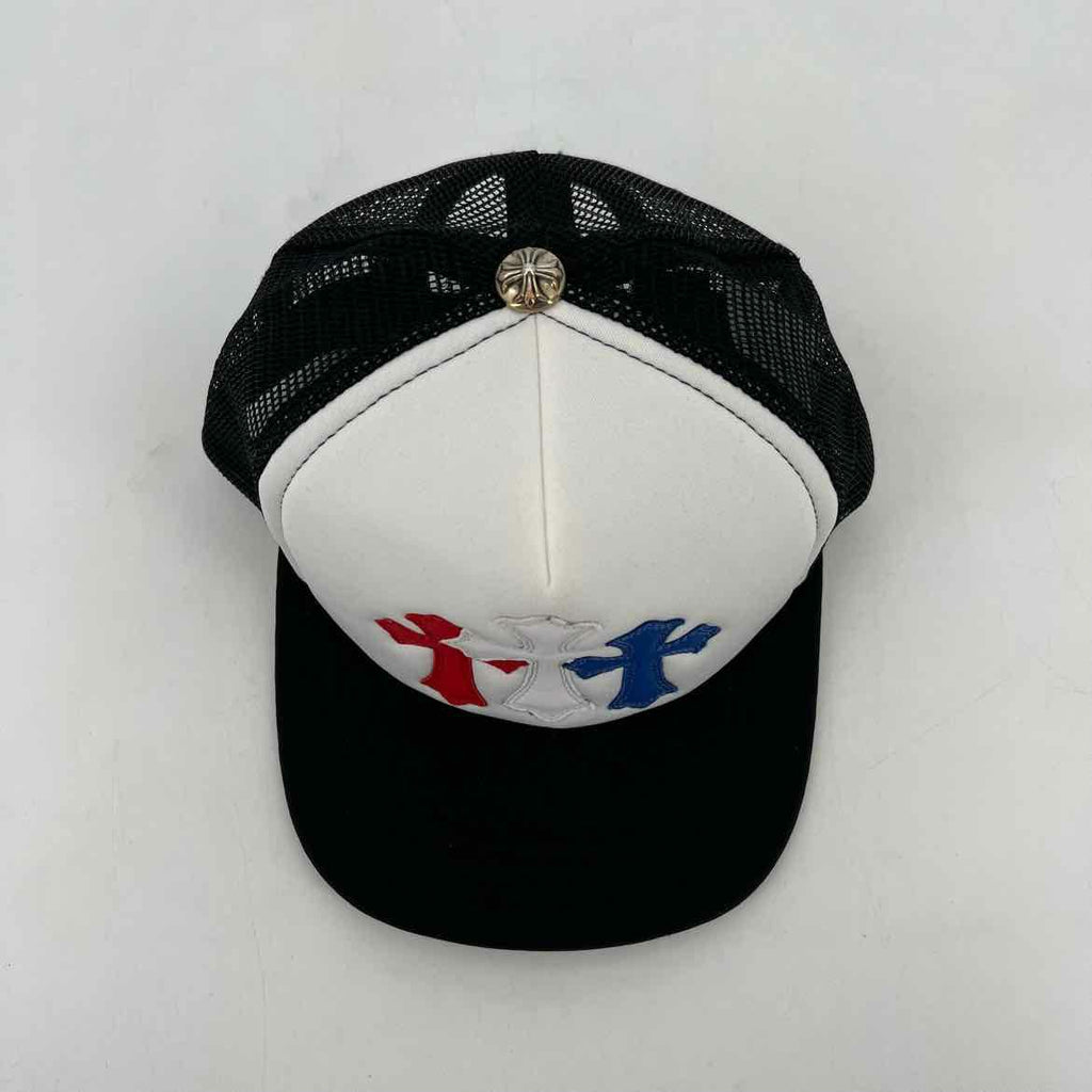 Chrome Hearts Trucker Hat "LEATHER CROSS" New White Size OS