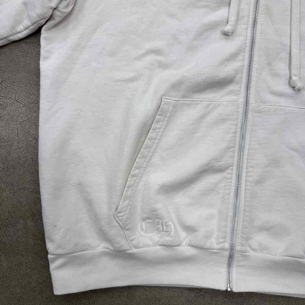Chrome Hearts Zip Up "SCROLL LOGO" White Used Size XL