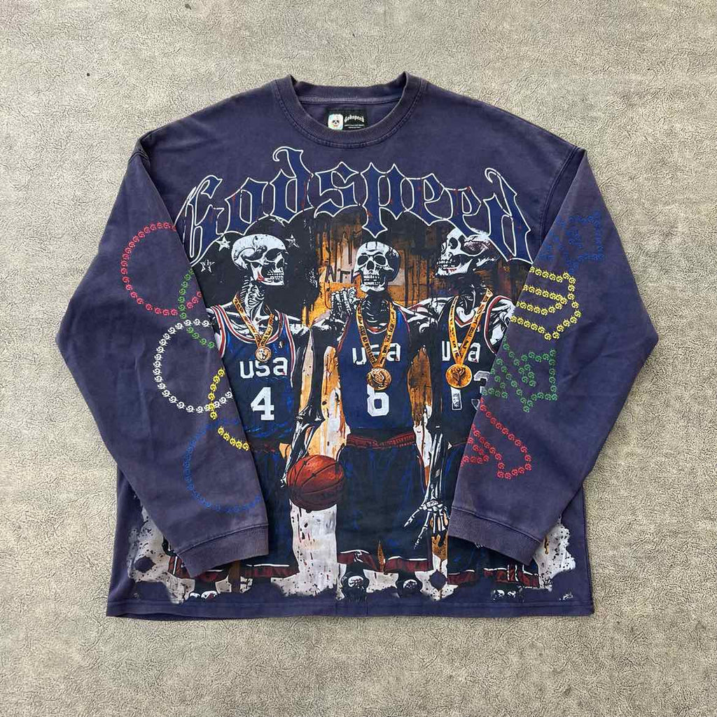 Godspeed Long Sleeve "OUT OF MANY ONE" Navy Used Size XL