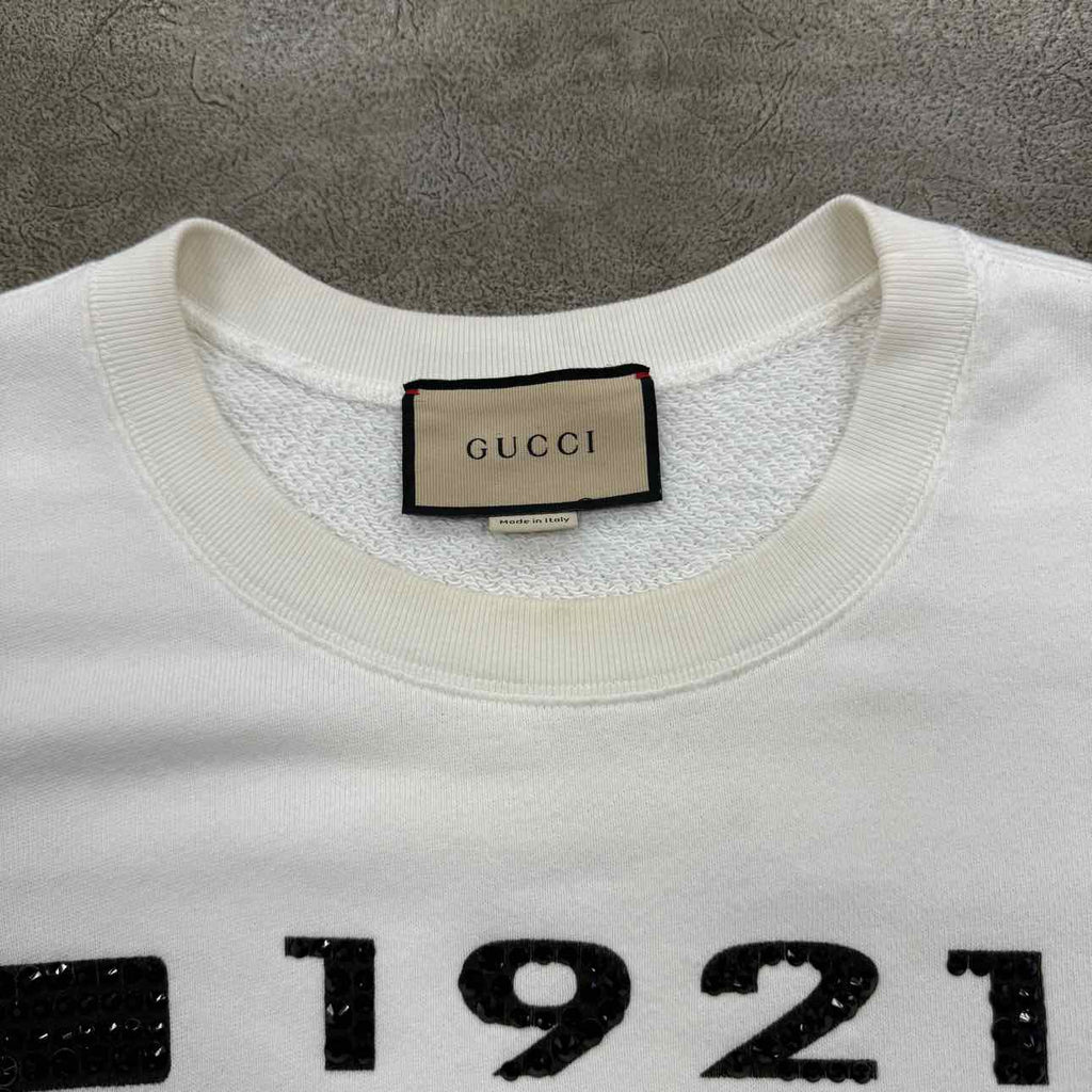 Gucci Crewneck Sweater "1921" White Used Size M