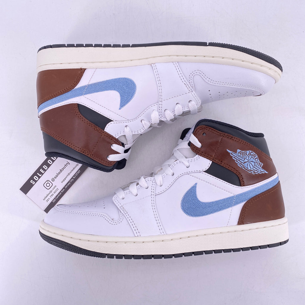 Air Jordan 1 Mid "Brown Blue Grey" 2024 New Size 9.5
