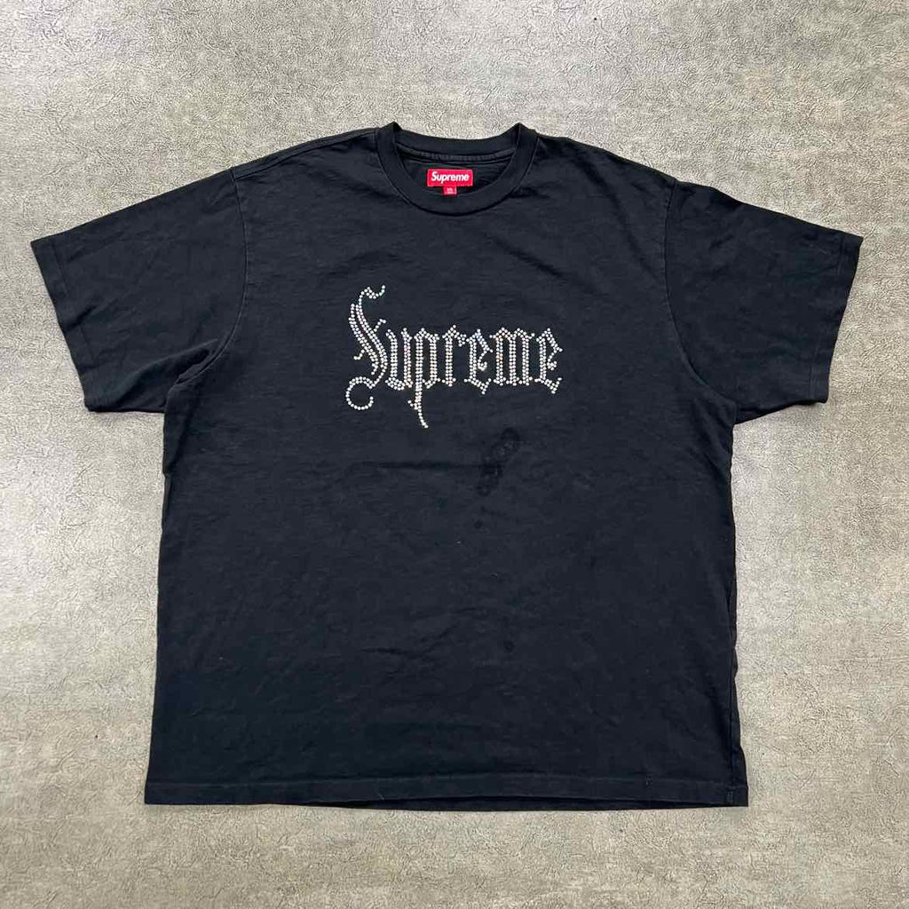 Supreme T-Shirt "RHINESTONE" Black Used Size 2XL