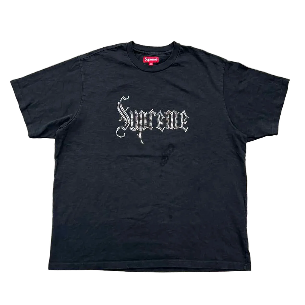 Supreme T-Shirt "RHINESTONE" Black Used Size 2XL