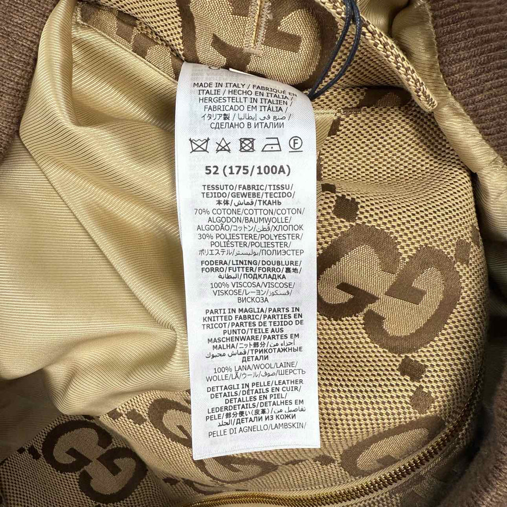 Gucci Jacket "CANVAS BOMBER" Beige New Size 52